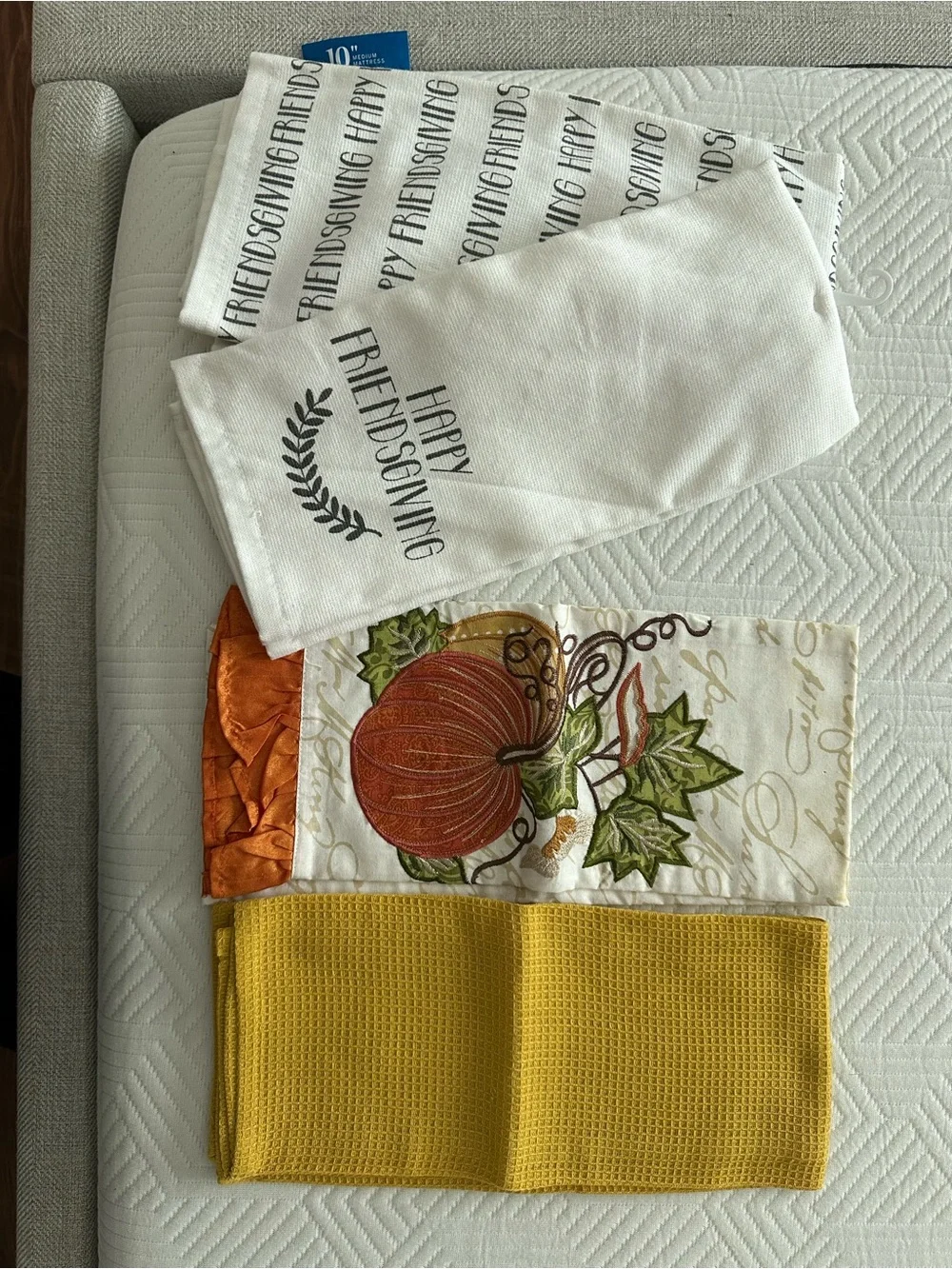 Autumn Harvest Decorative Kitchen Towel Set - White, Orange, Yellow